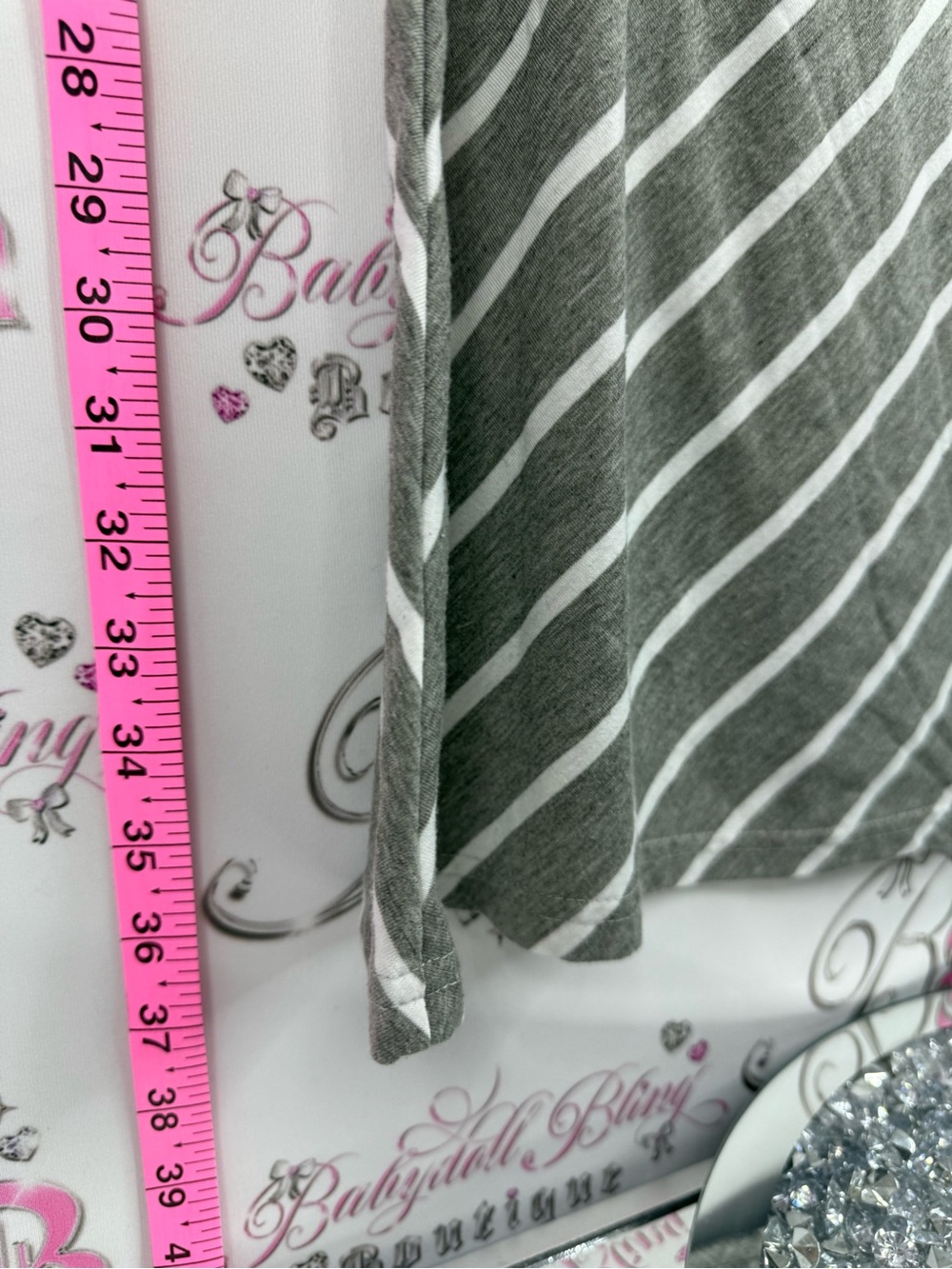Creations la Vegas skirt long stripes Striped Maxi Skirt in Gray & White - Picture 7 of 10